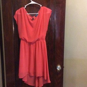Coral high-low dress